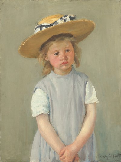 Kind mit Strohhut von Mary Cassatt